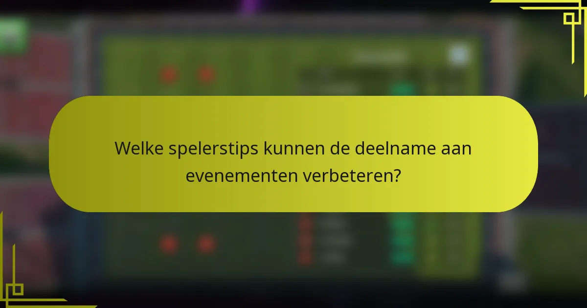 Welke spelerstips kunnen de deelname aan evenementen verbeteren?